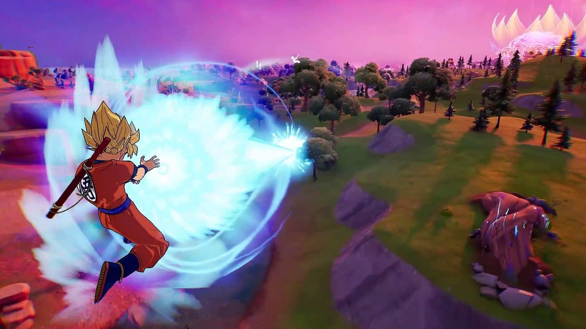 Using Kamehameha in Fortnite (Image via Epic Games)