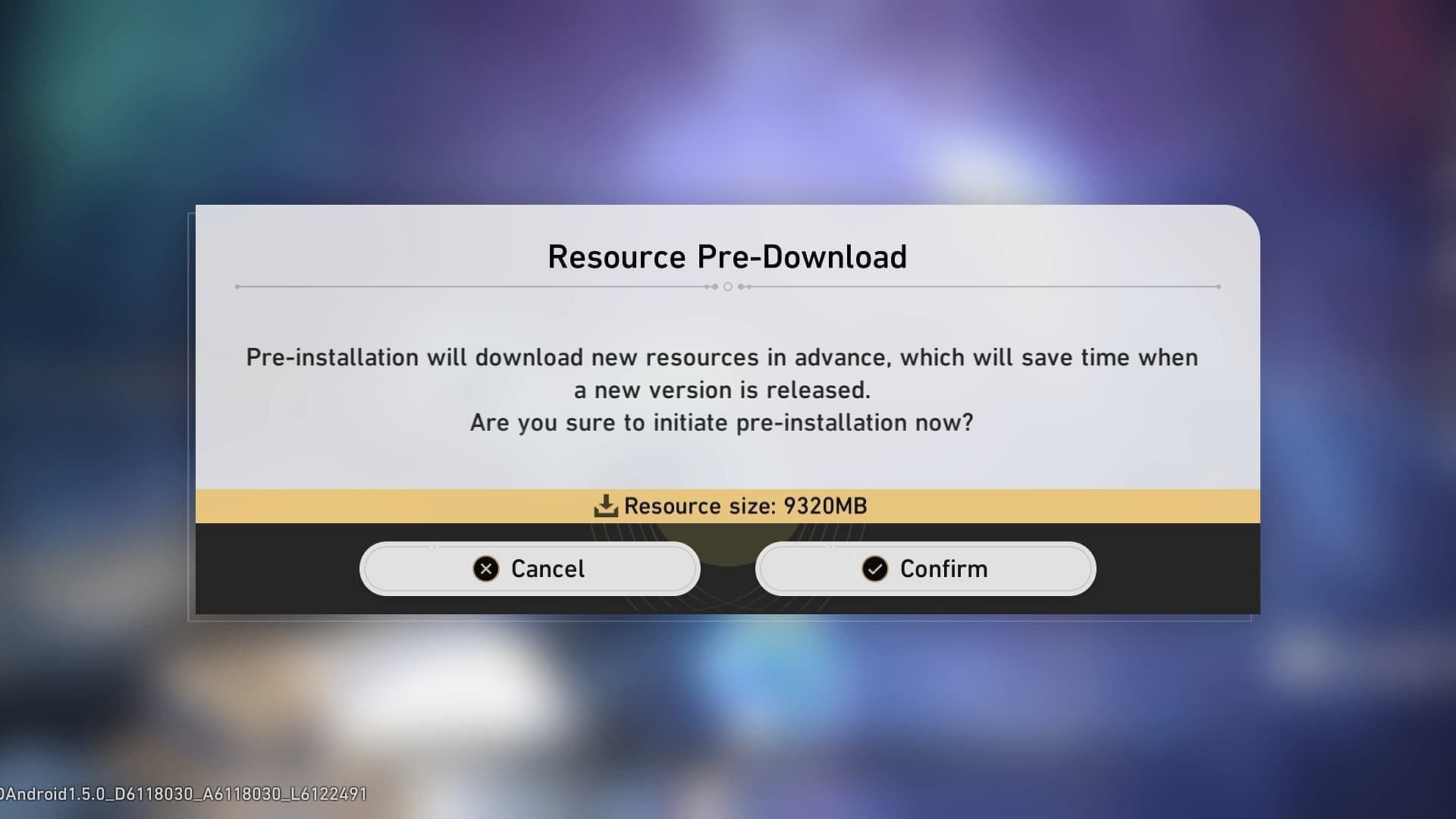 Preload size for Android (Image via HoYoverse)