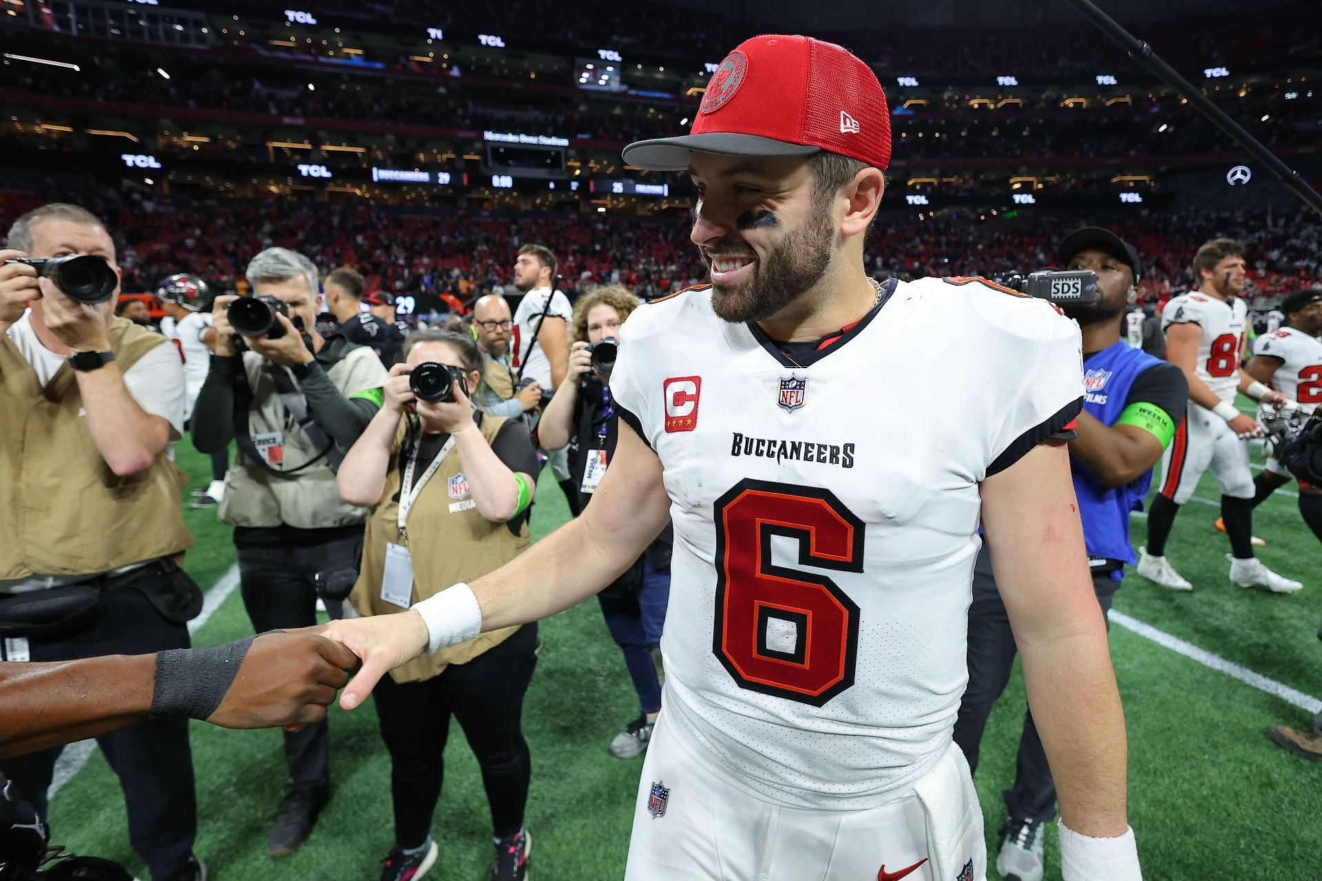 Baker Mayfield at Tampa Bay Buccaneers v Atlanta Falcons