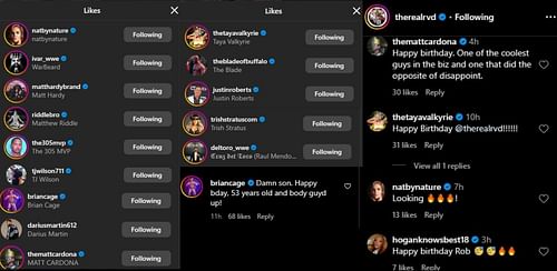 Reactions to Rob Van Dam's Instagram post.