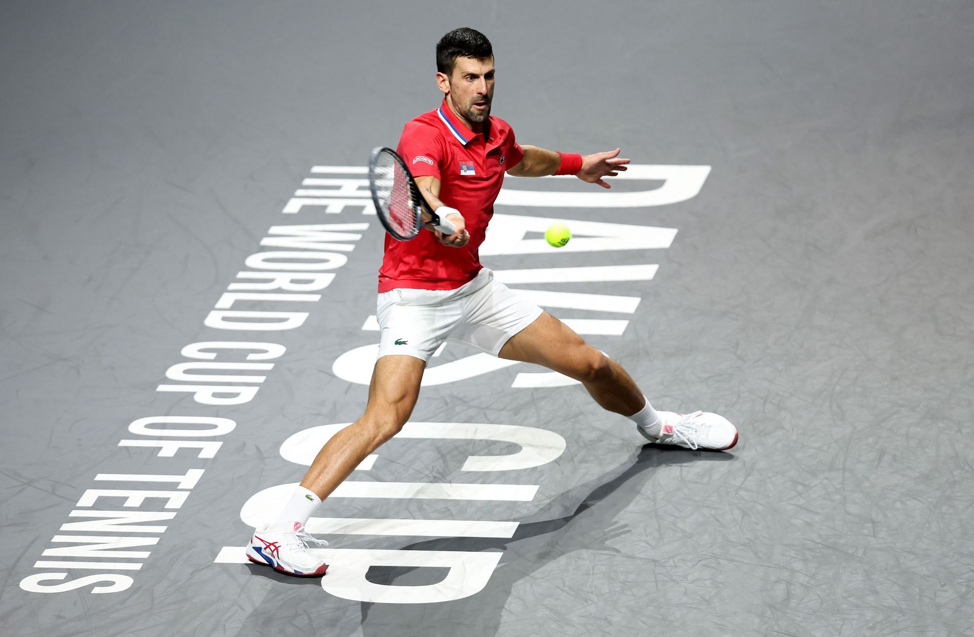 The Serb in action at the Davis Cup Finals