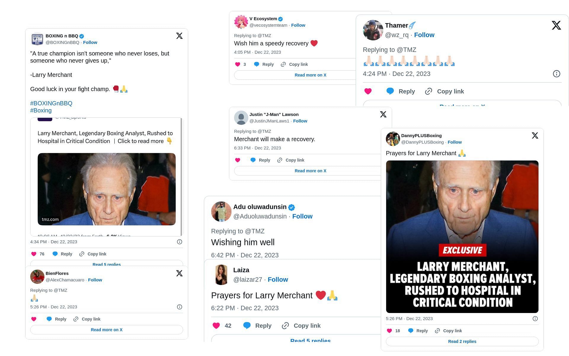 fans pray for the speedy recovery of Larry Merchant