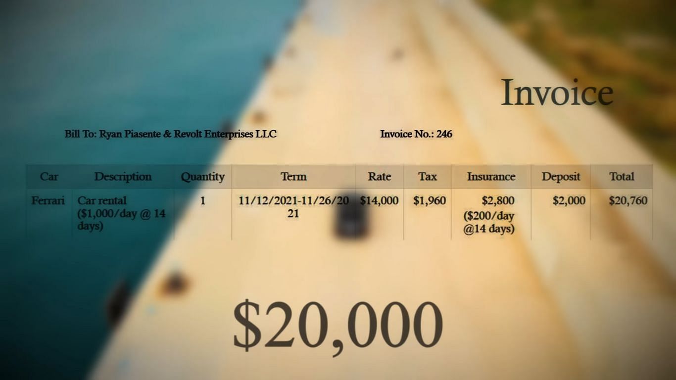Ryan&#039;s spending spree includes spending $20K on a Ferrari (Image via YouTube/Coffeezilla)