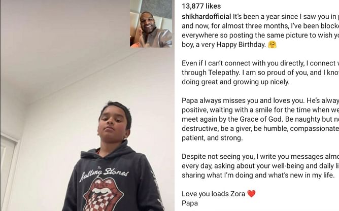"I’ve been blocked from everywhere so" - An emotional Shikhar Dhawan sends birthday wishes to his son Zoravar through Instagram