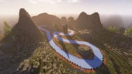 Various structures on the edge of the track (Image via Mojang)
