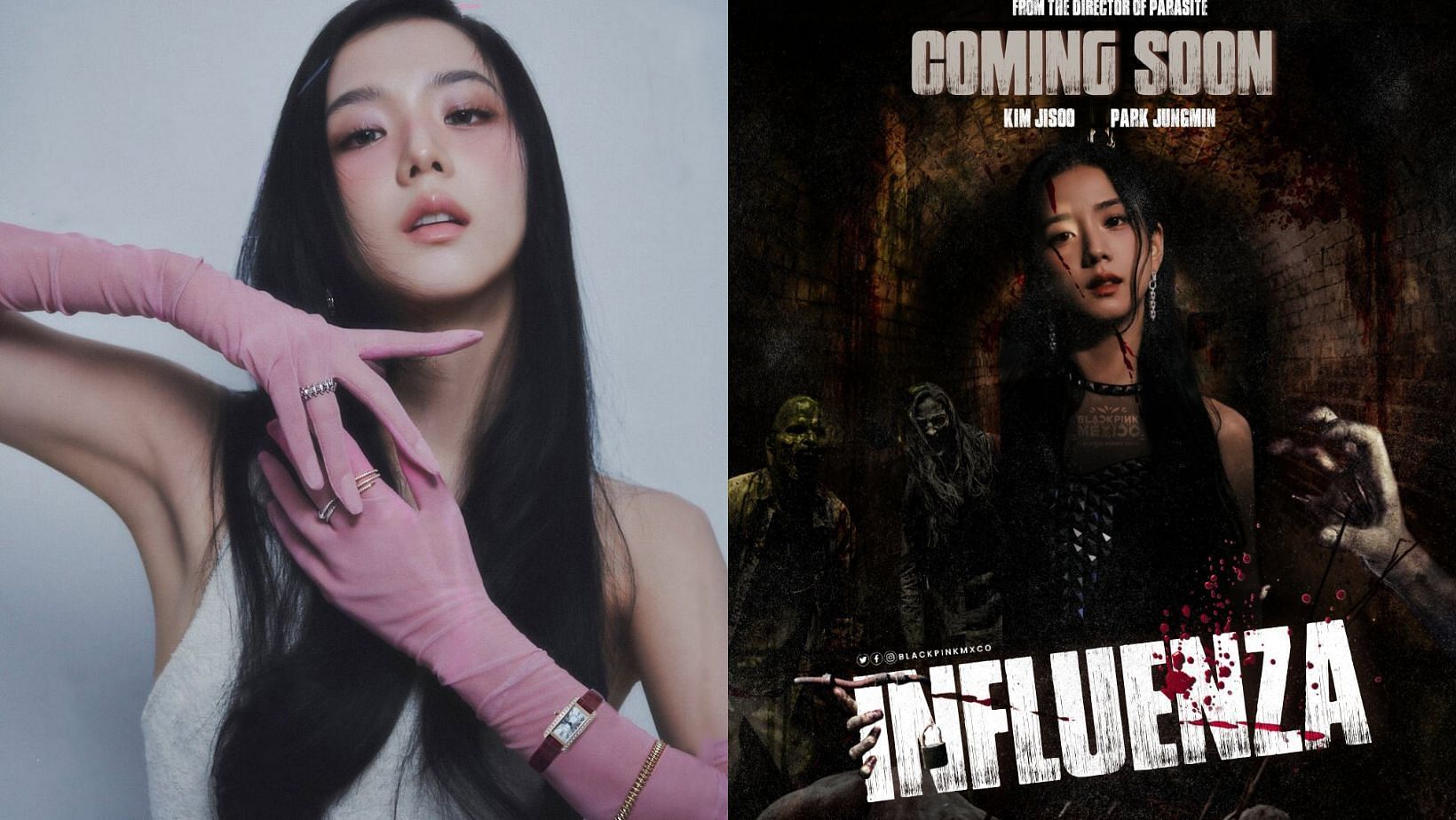 BLACKPINK Jisoo to start filmin for zombie drama Influenza. (Images via X/@LalisaTay_1327 &amp; @villainpinks)