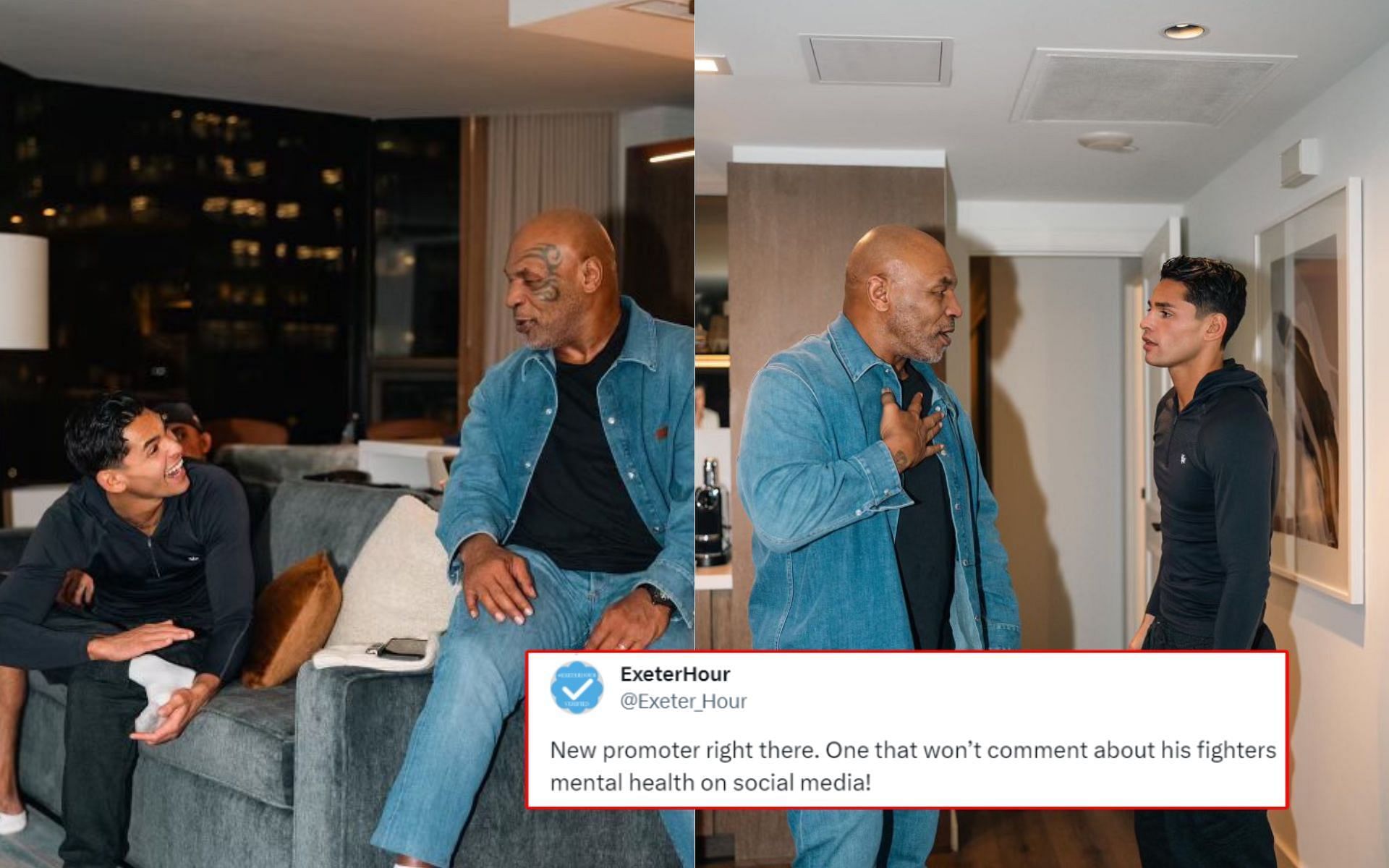 Ryan Garcia (left) Mike Tyson (right) [Image courtesy @MikeTyson on X