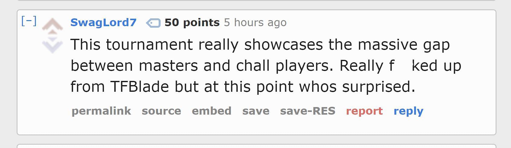 Redditor u/SwagLord7&#039;s comment (Image via r/leagueoflegends subreddit)