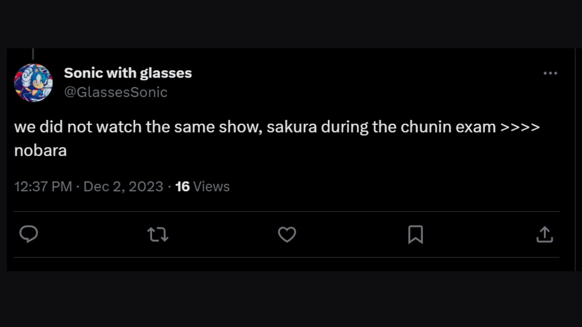 X user supporting Sakura (Image via X/@GlassesSonic)