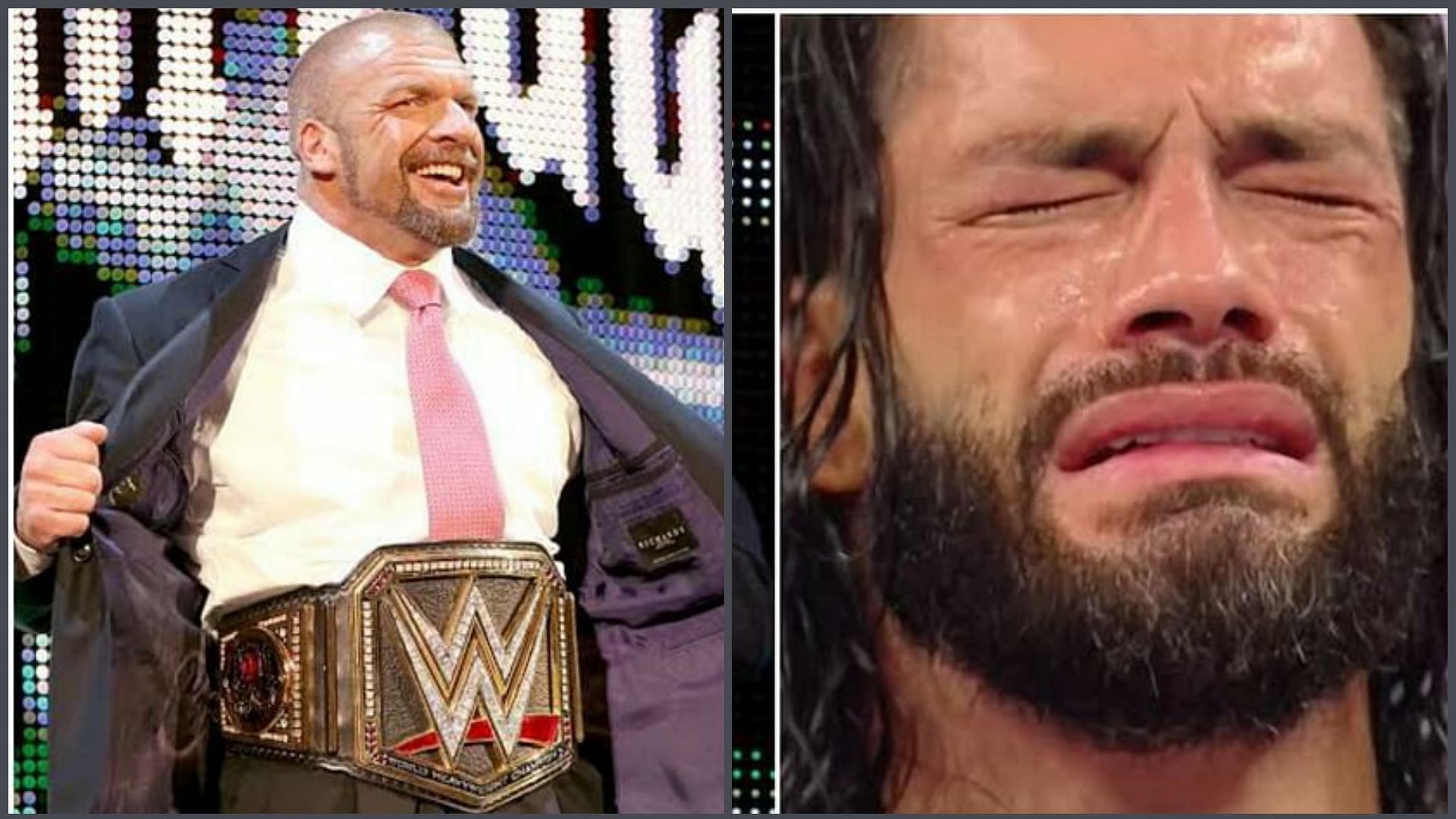 Triple H (left); Roman Reigns (right)