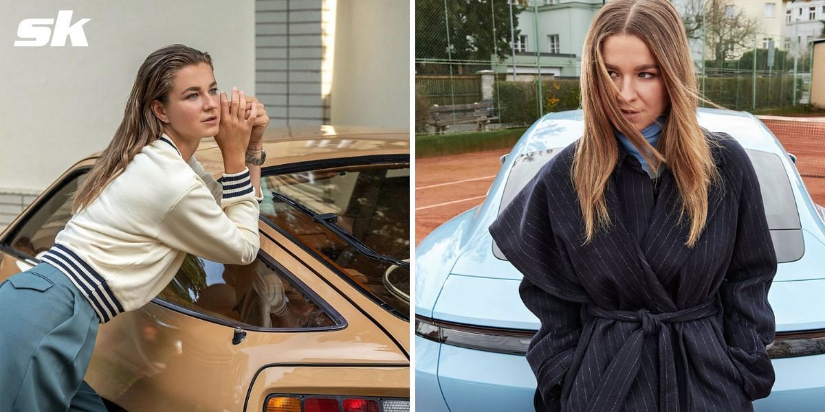 Karolina Muchova joins Porsche family, poses with Taycan on clay court