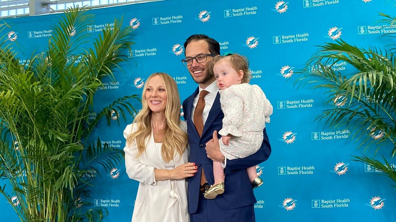 Mike McDaniel, his wife Katie and their daughter Ayla.