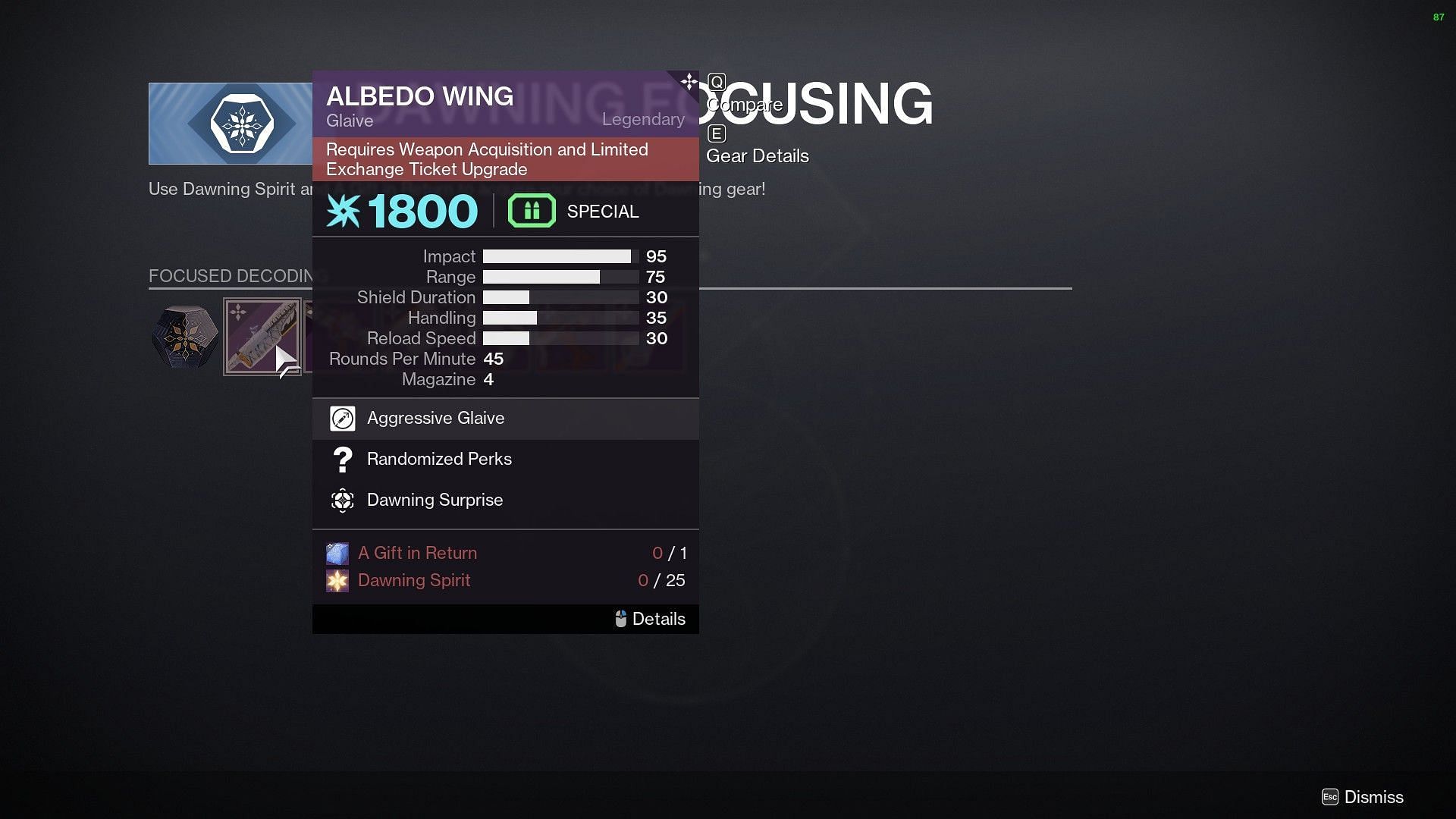 Albedo Wing in Destiny 2 (Image via Bungie)