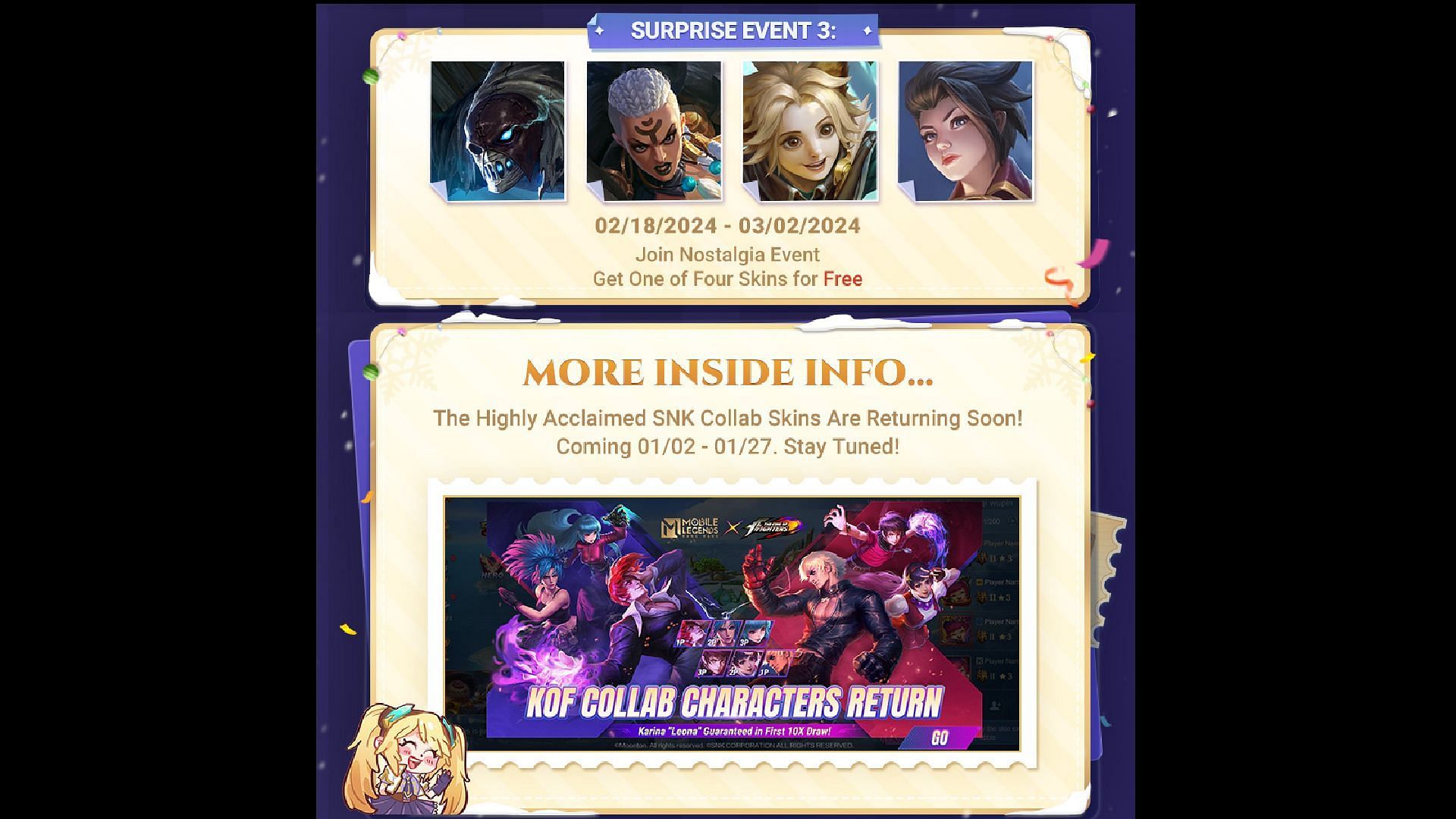 The final event with the Nostalgia skins in the New Year Benefit Month event (Image via Moonton Games)