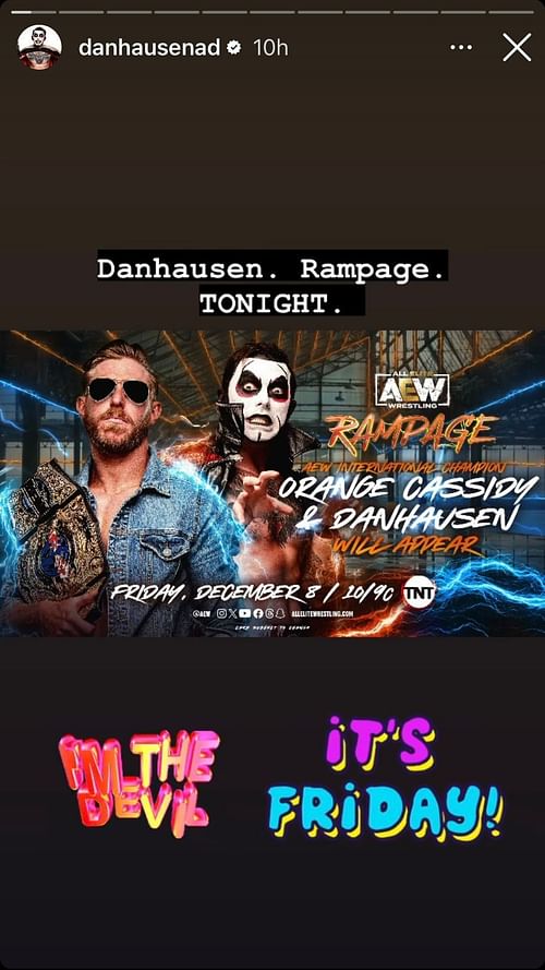 Danhausen's Instagram Story