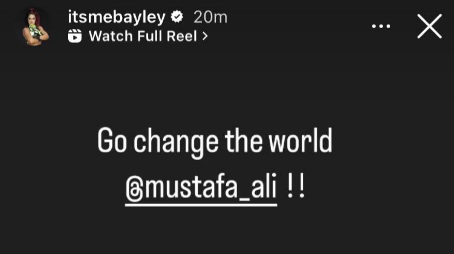 A screenshot of Bayley's message to Ali on Instagram
