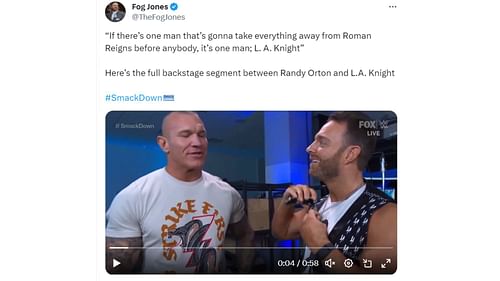 Randy Orton and LA Knight from this week's episode of WWE SmackDown