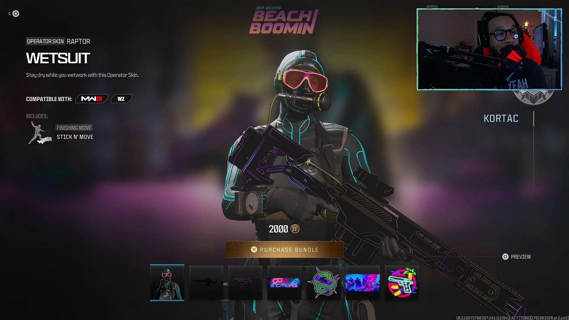 All included items in the Beach Boomin bundle for WZ and Modern Warfare 3 (Image via Activision and youtube.com/@GreyFromYoutube)