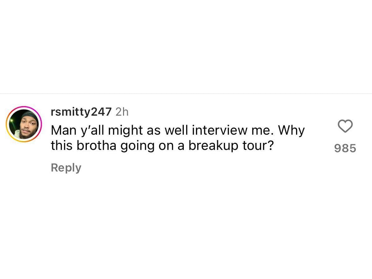 A user disapproves of Pardison Fontaine&#039;s interviews (image via @rsmitty247 on Instagram)