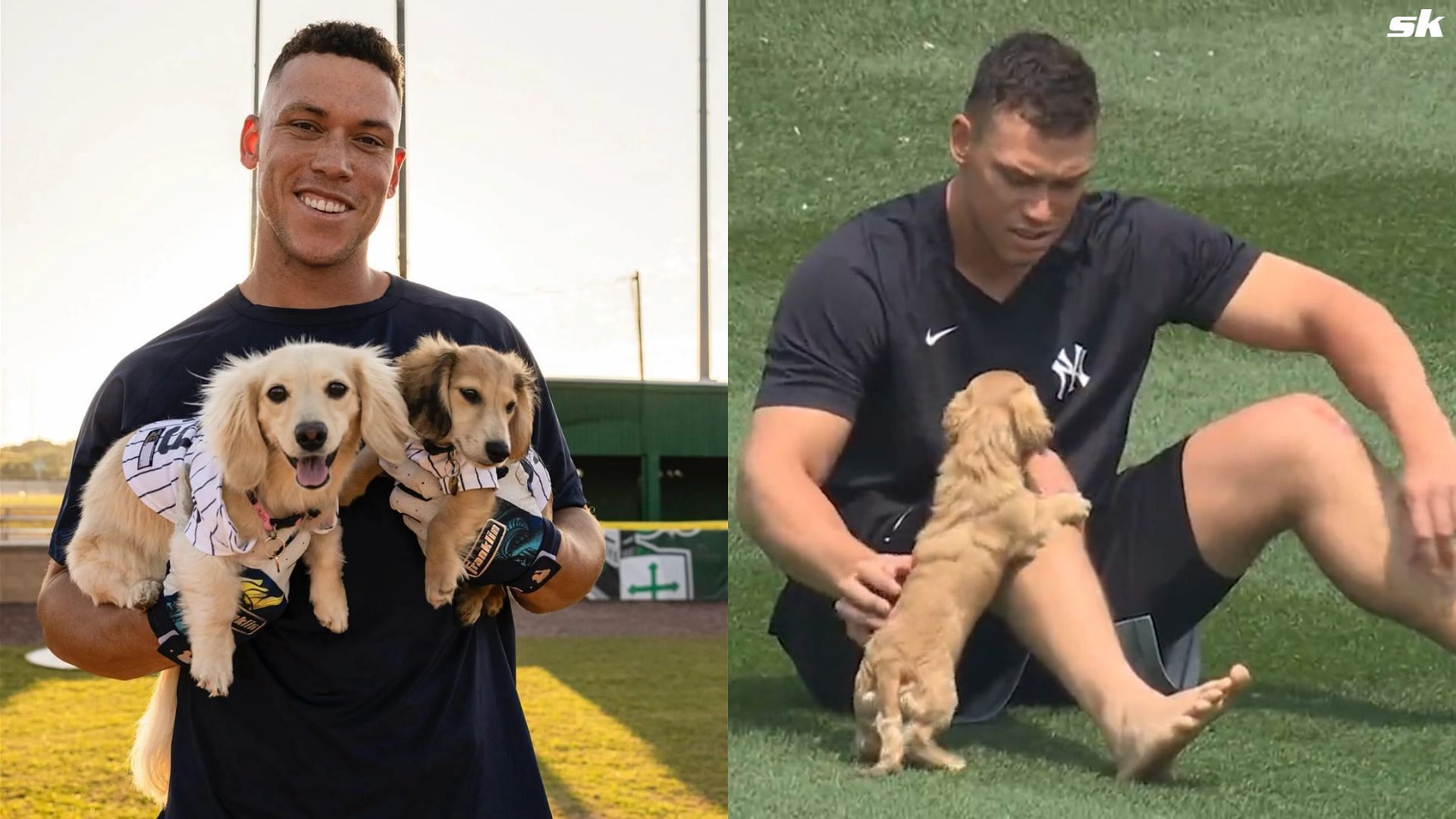 Aaron Judge with his pet dog Gus Judge