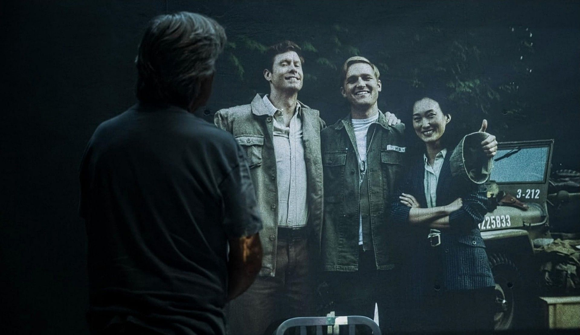 Kurt Russell, Wyatt Russell, Anders Holm, and Mari Yamamoto in a scene from Monarch: Legacy of Monsters (Image via IMDb)