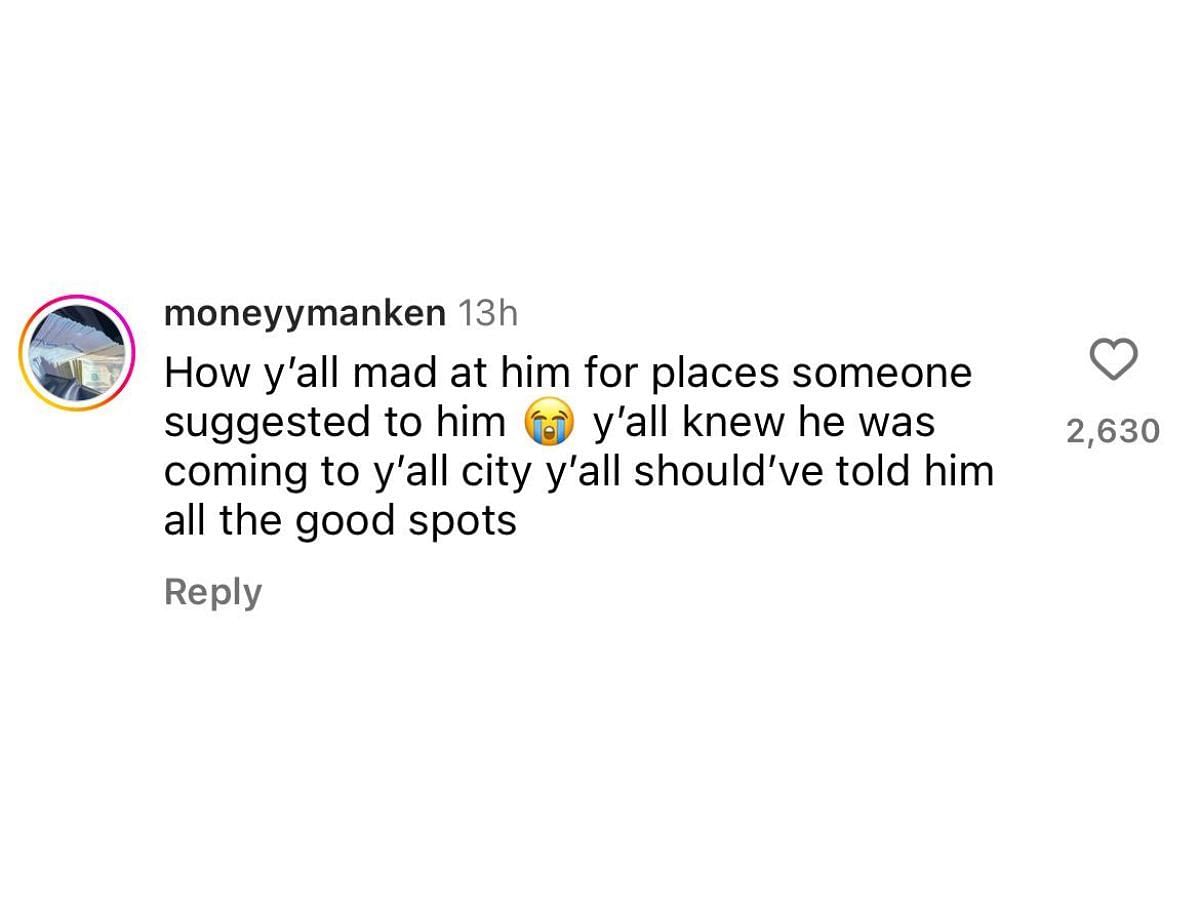 Another user backs Keith up (image via @moneyymanken on Instagram)