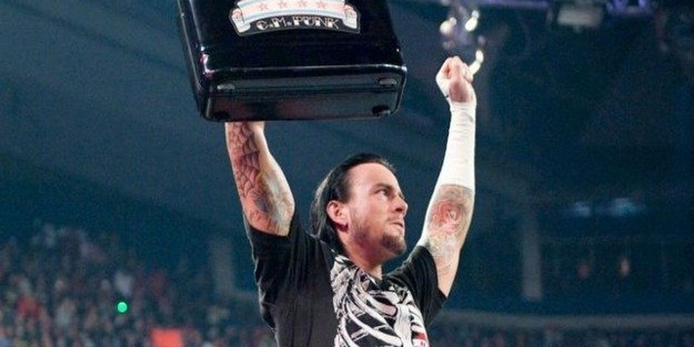 CM Punk with his first Chicago-themed Money in the Bank briefcase