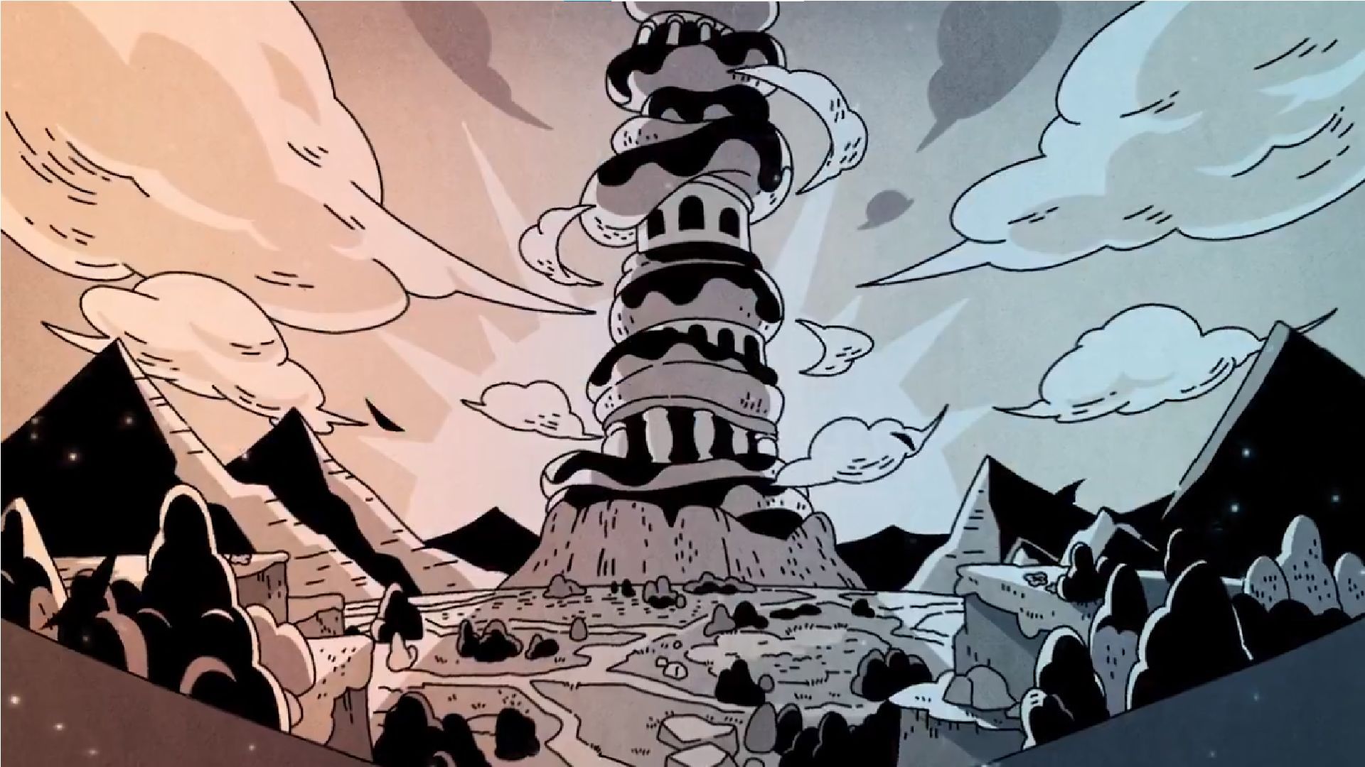 The Pancake Tower as described in the title&#039;s lore (Image via Devsisters)