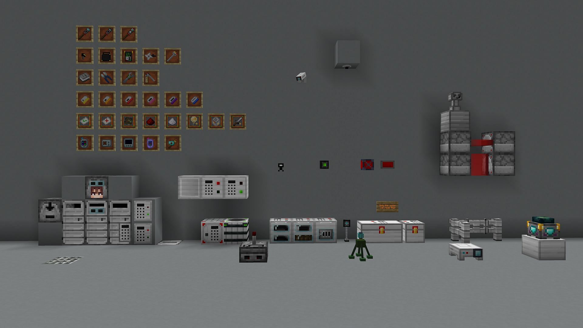 Various protective blocks in the Security Craft mod for Minecraft (Image via Geforce132/CurseForge)