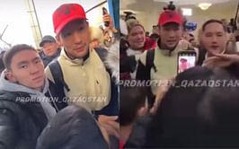 Shavkat Rakhmonov swarmed by fans and media upon victorious return to Kazakhstan post 'Wonderboy' finish [VIDEO]