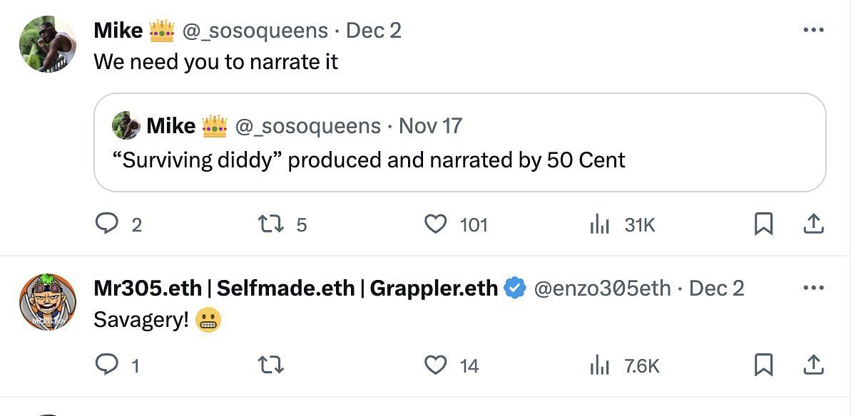 Social media users react to the rapper allegedly making a documentary about the controversies surrounding Diddy. (Image via Twitter)