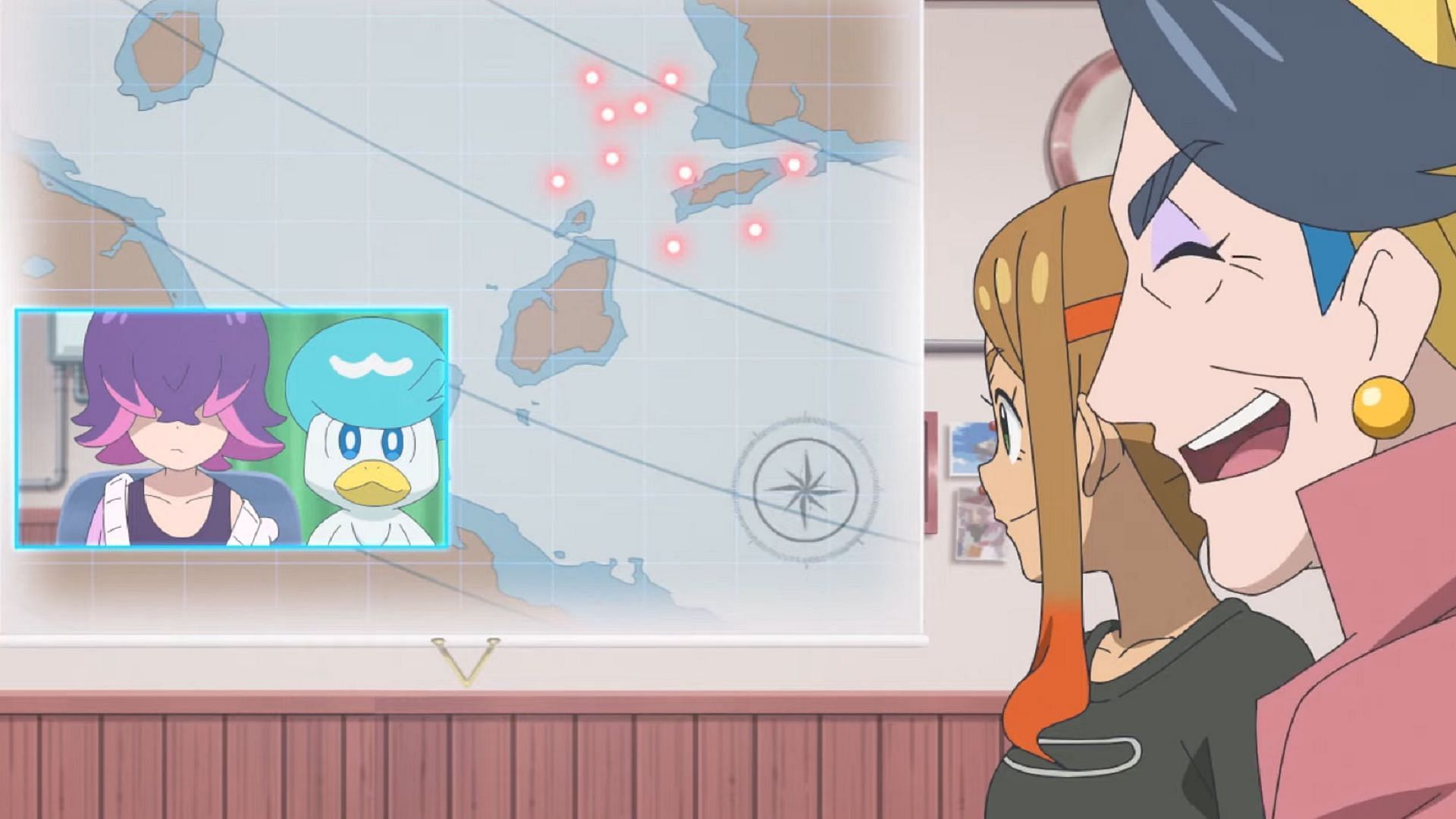 Dot and Diana discuss where the Lapras sightings have occurred (Image via The Pokemon Company)
