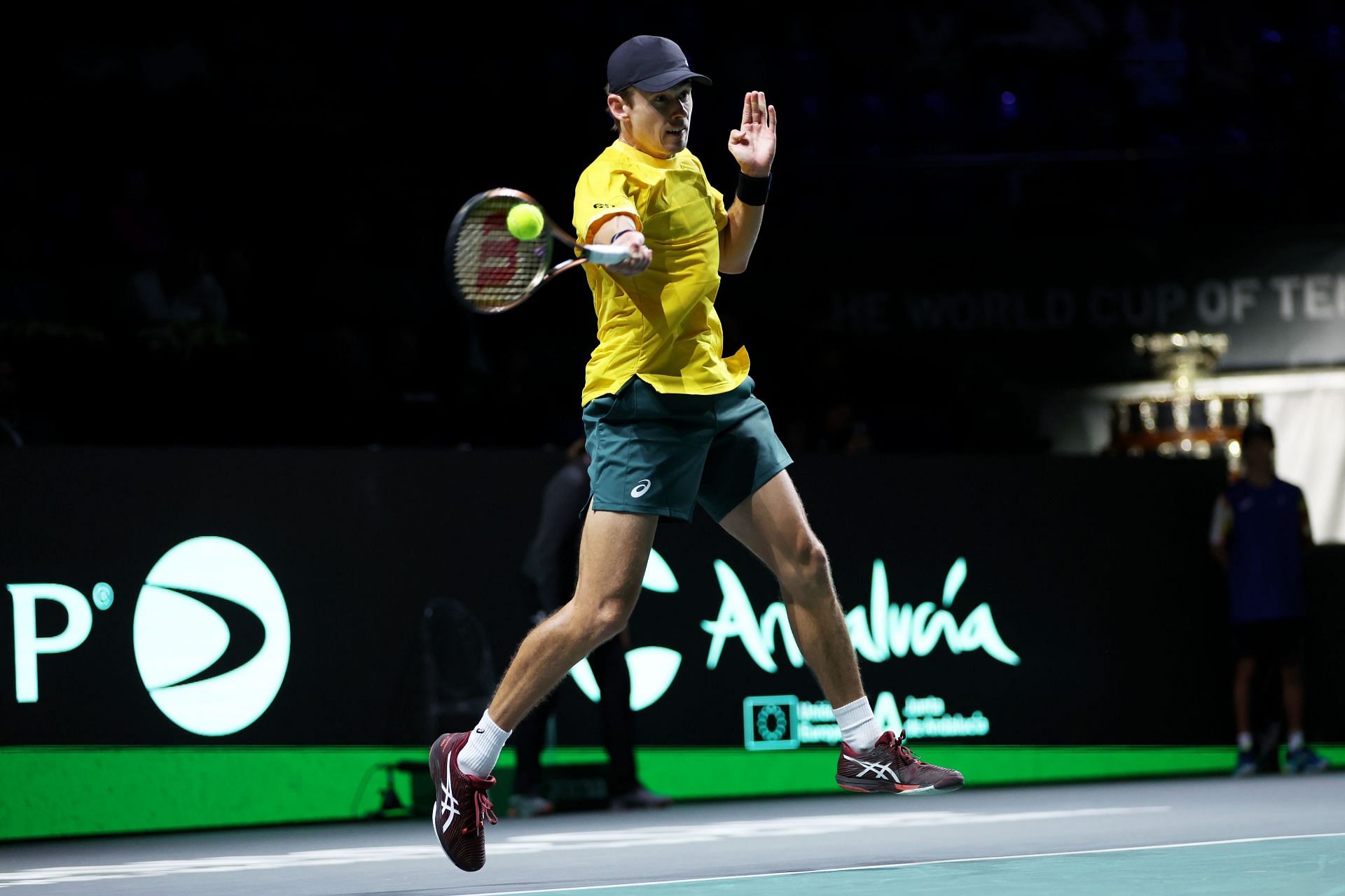 Alex de Minar in action at the Davis Cup