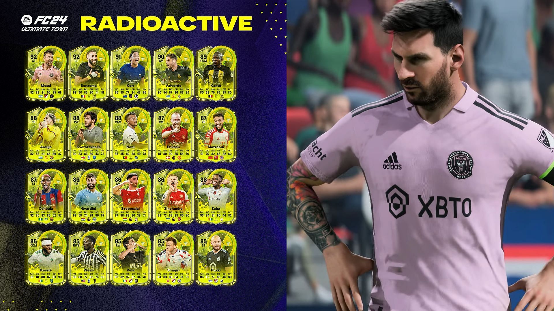 Messi gets his first special card in EA FC 24 with Radioactive Team Release (Image via EA Sports)