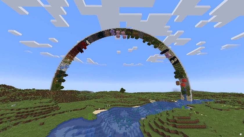 Minecraft player creates a ring of different biomes