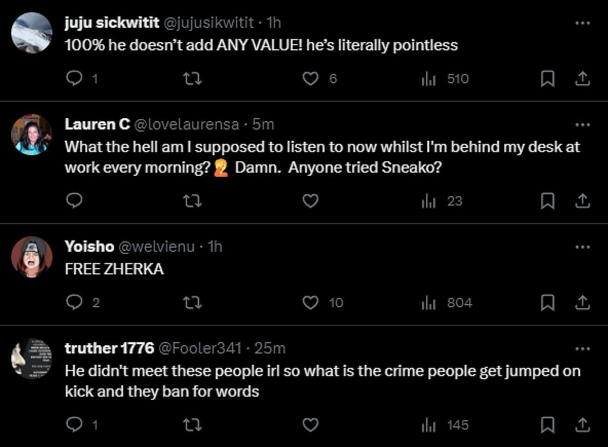 Streaming community reacts to Zherka&#039;s ban (Image via X/@Kick_clips)