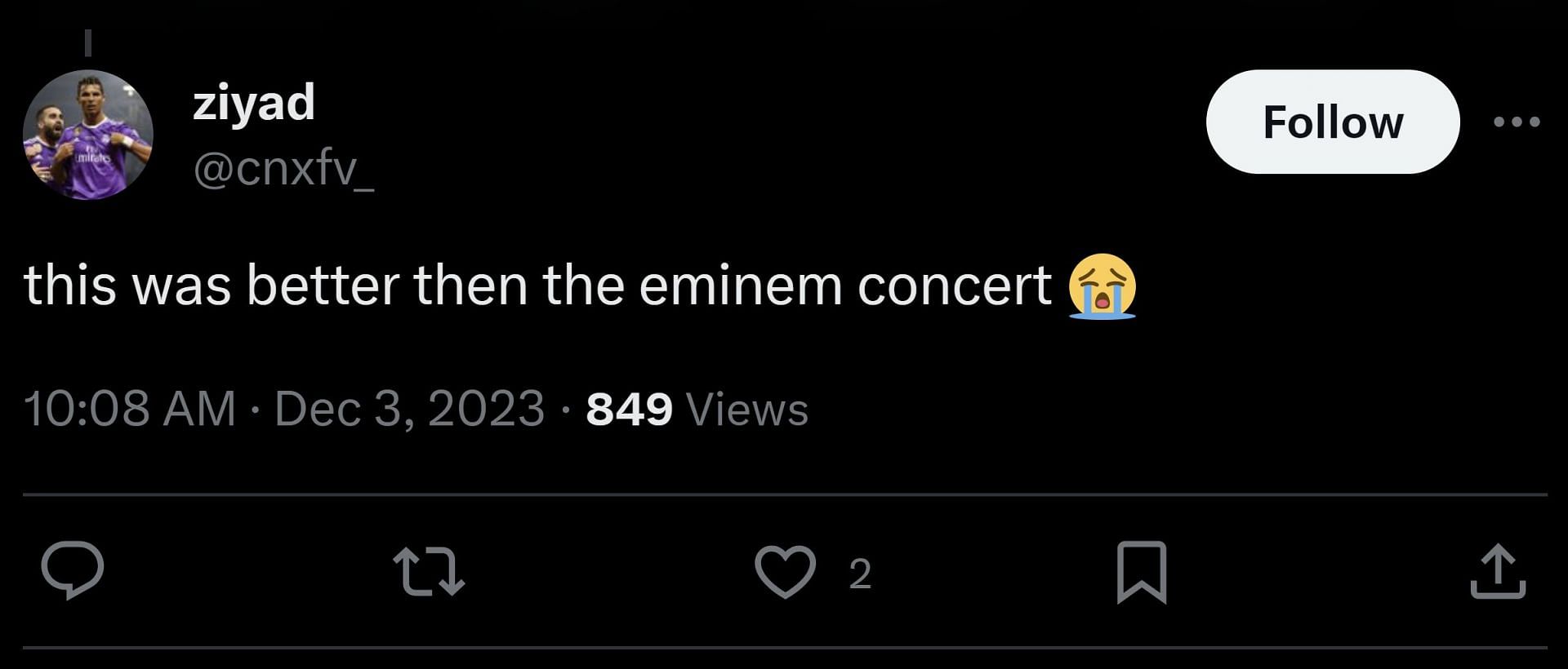 X user @cnxfv_ compared the streamer&#039;s father&#039;s performance to Eminem&#039;s in Fortnite (Image via X)