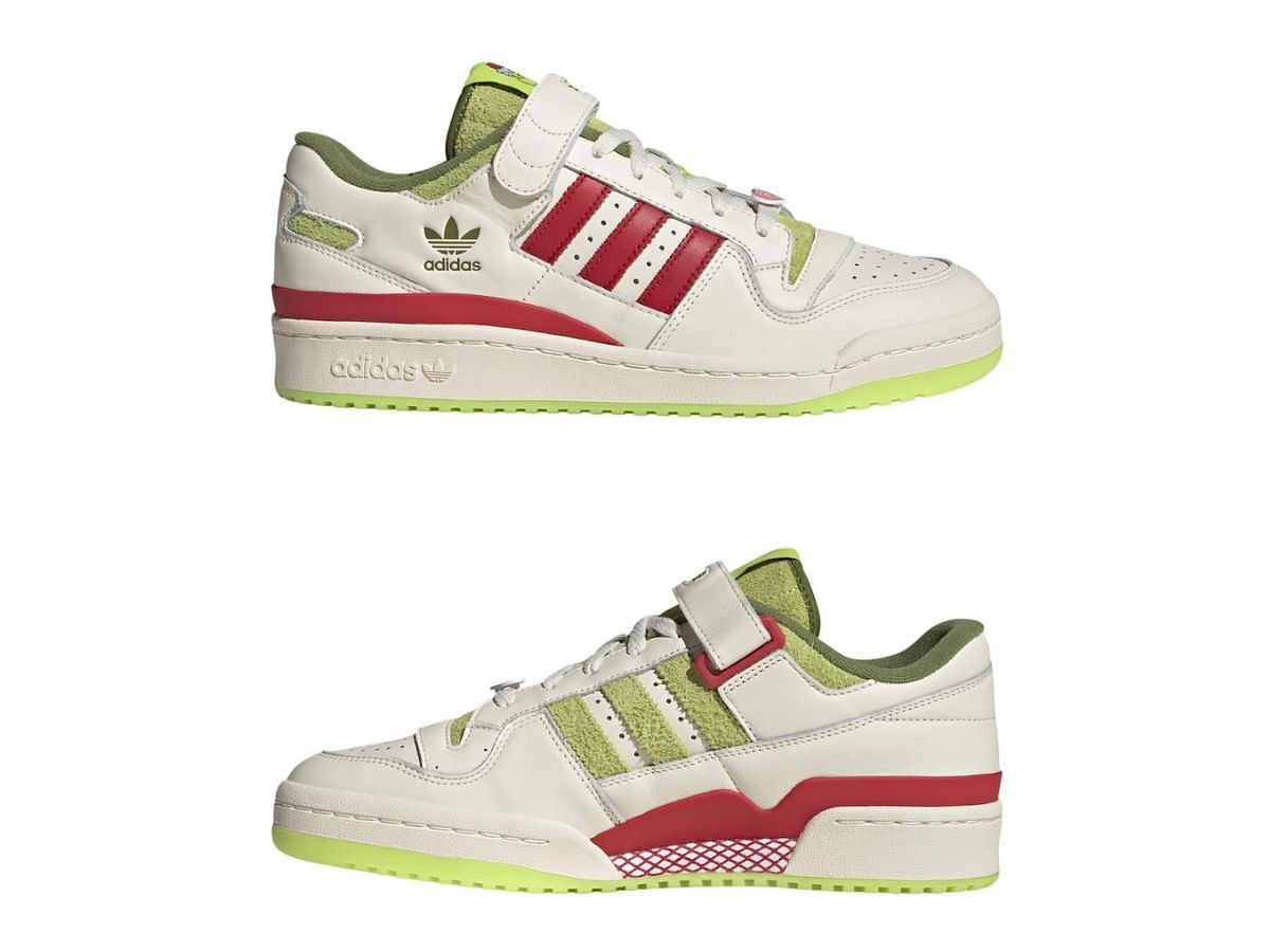The Grinch x Adidas Forum Low sneakers (Image via SBD)