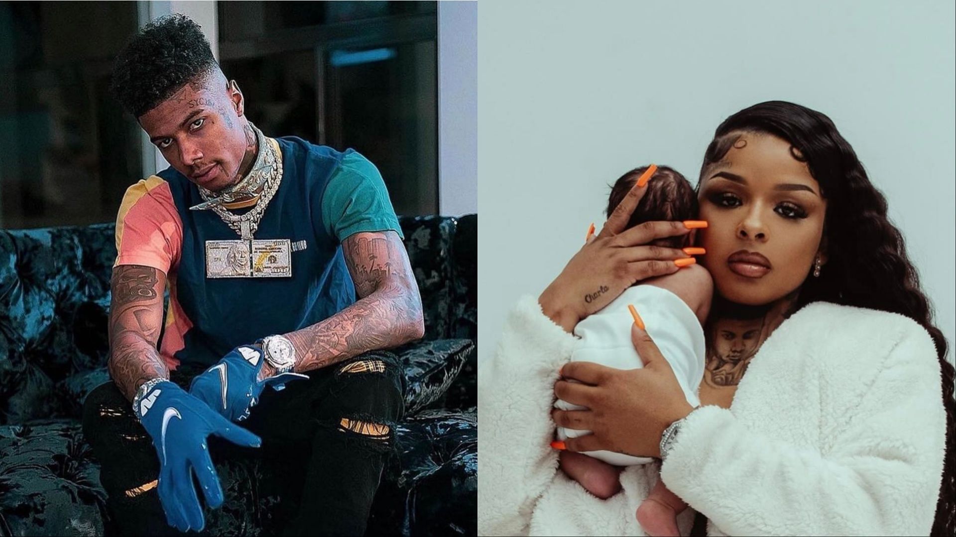 Chrisean Rock says Blueface punched her. (Images via Instagram/@chrisean &amp; @bluefasebabyy)