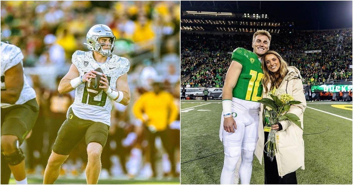 Oregon Ducks quarterback Bo Nix and his wife