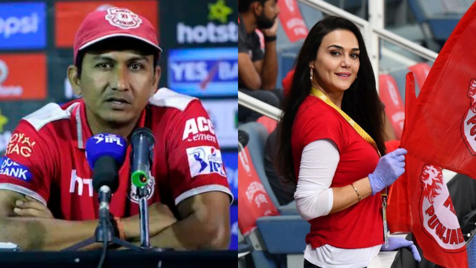 Sanjay Bangar (L) and Preity Zinta.
