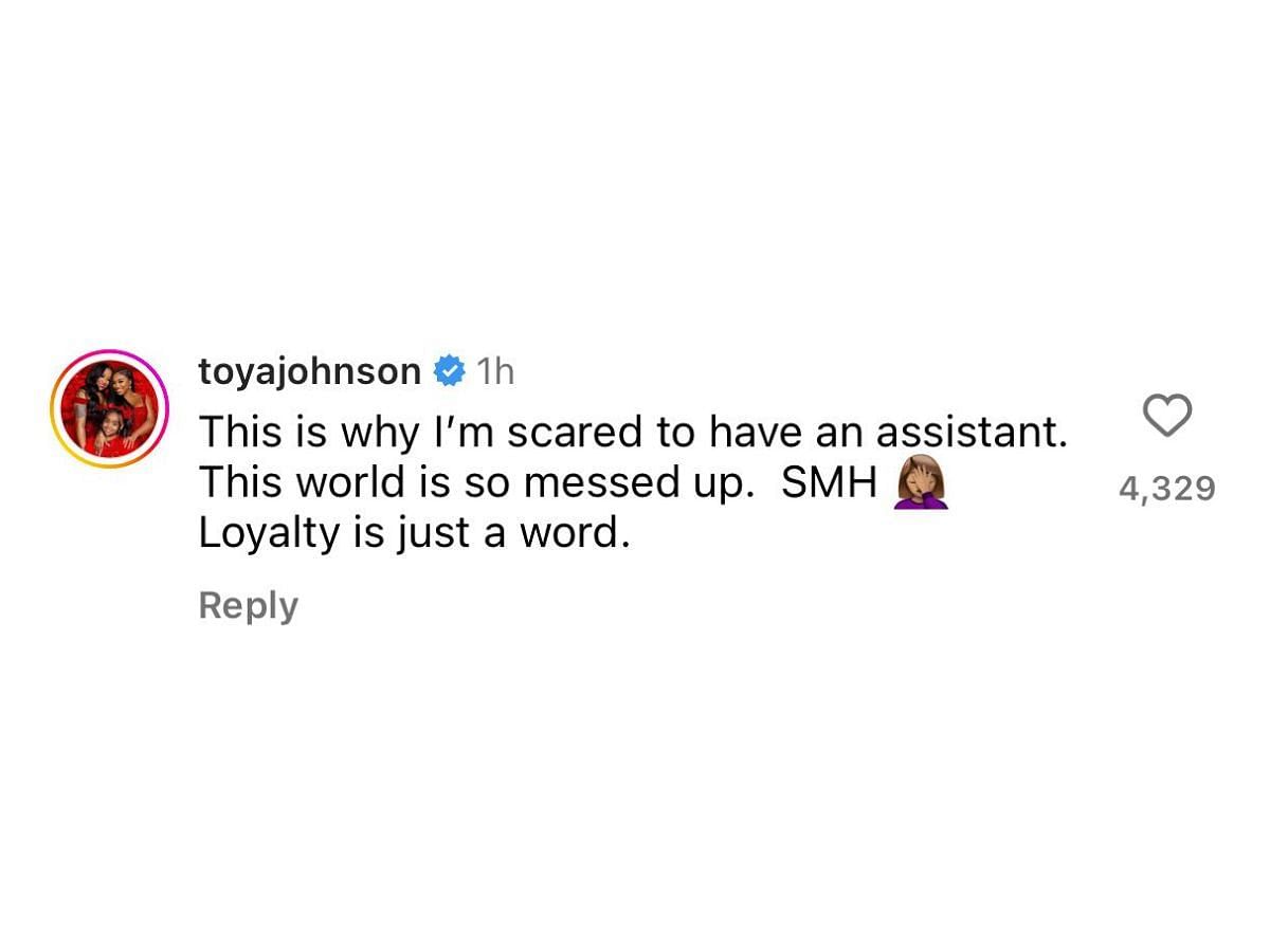 Another user disapproves of the assistant (image via @toyajohnson on Instagram)