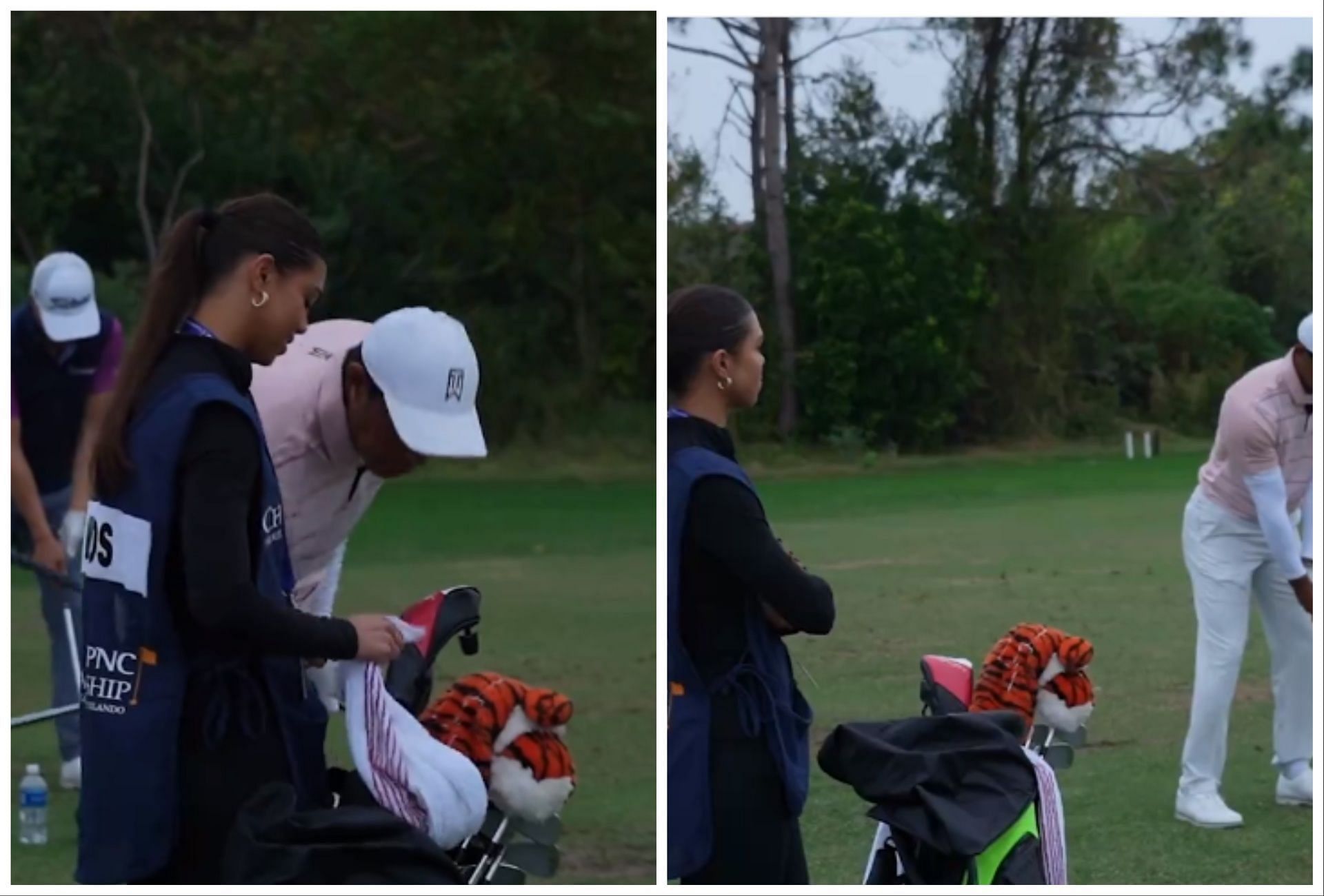 Watch Tiger Woods Daughter Sam Makes Her Caddie Debut At Pnc Championship 