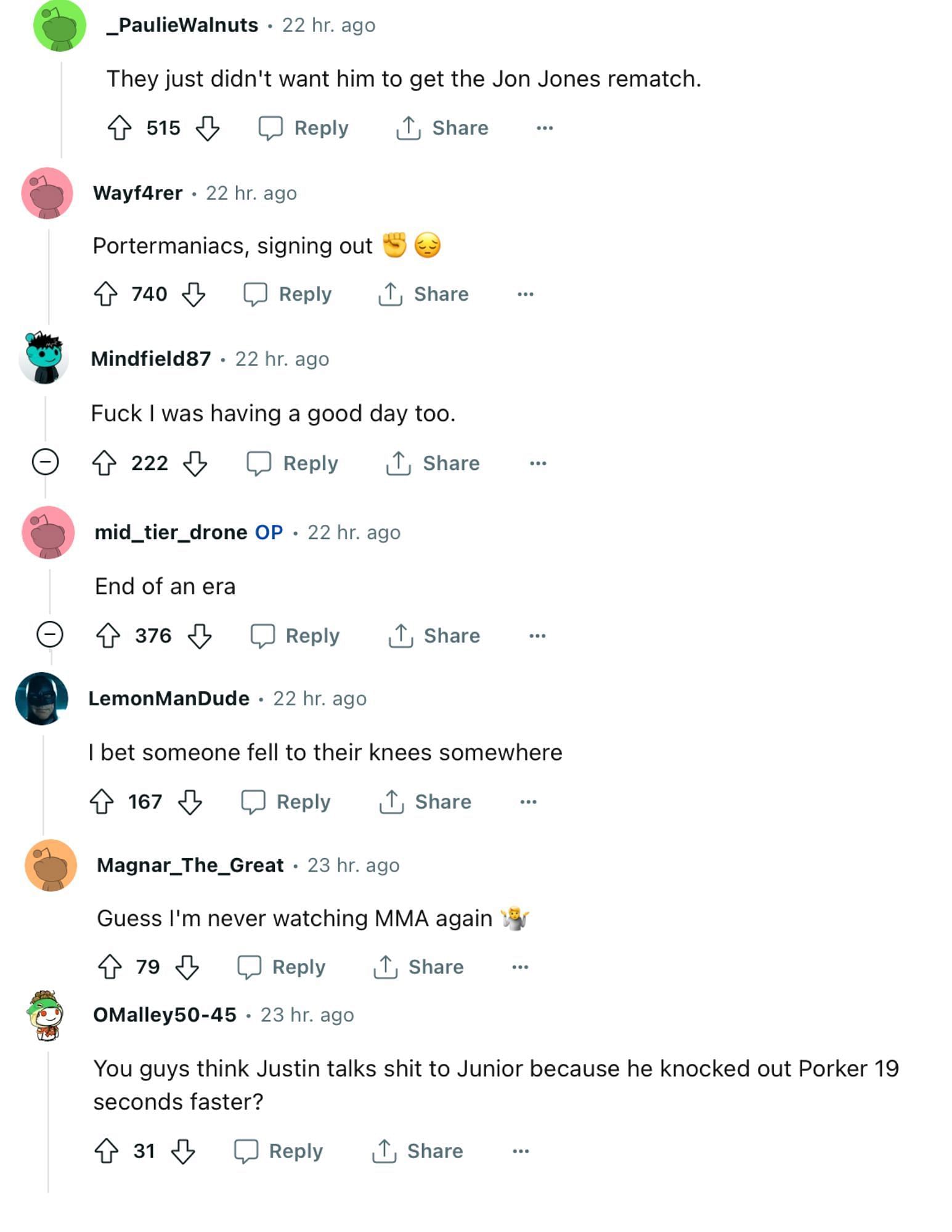 Fan reactions to Parker Porter&#039;s release from the UFC [via r/MMA on Reddit]