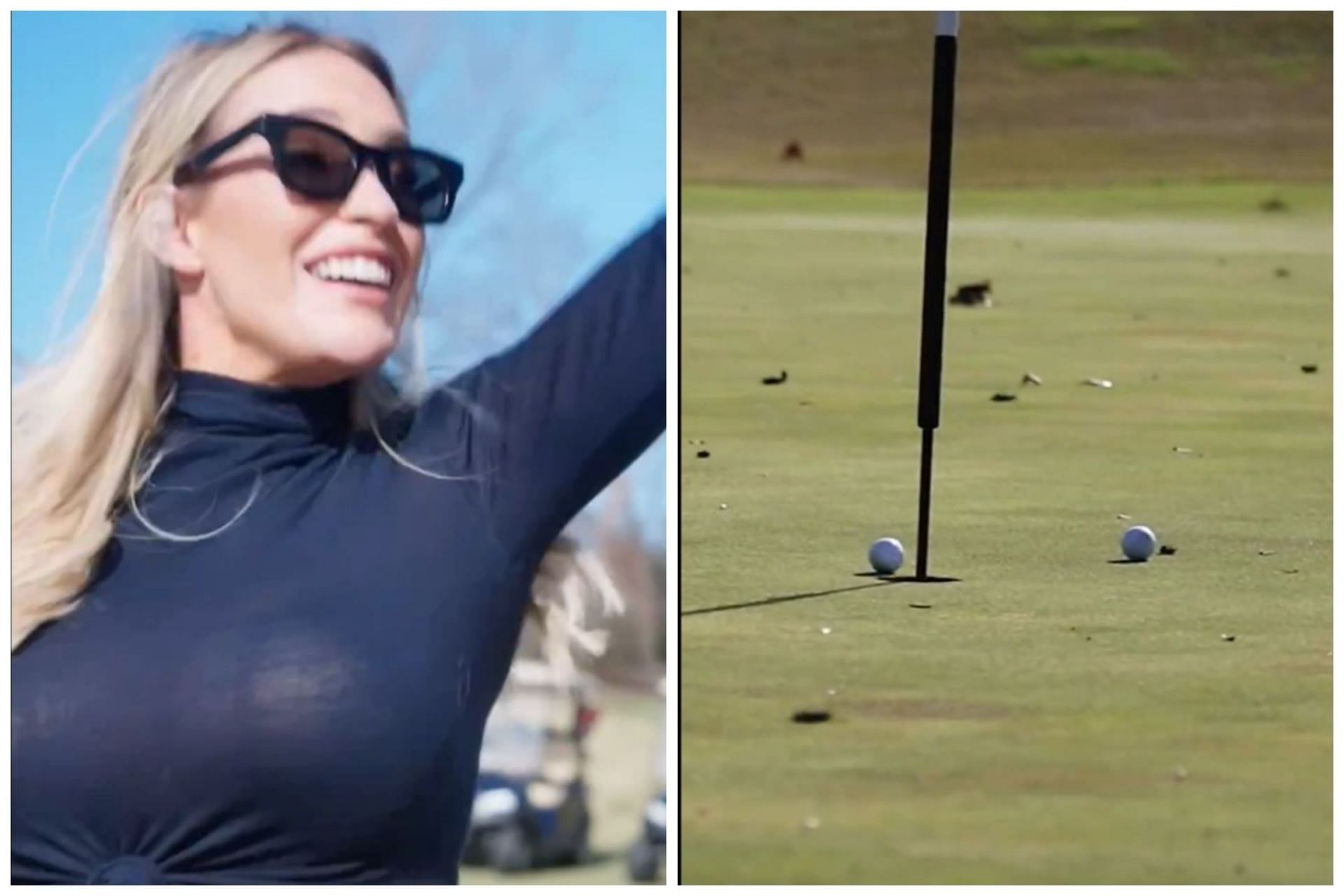 Paige Spiranac makes a hole in one (Image via Twitter.com/PaigeSpiranac)