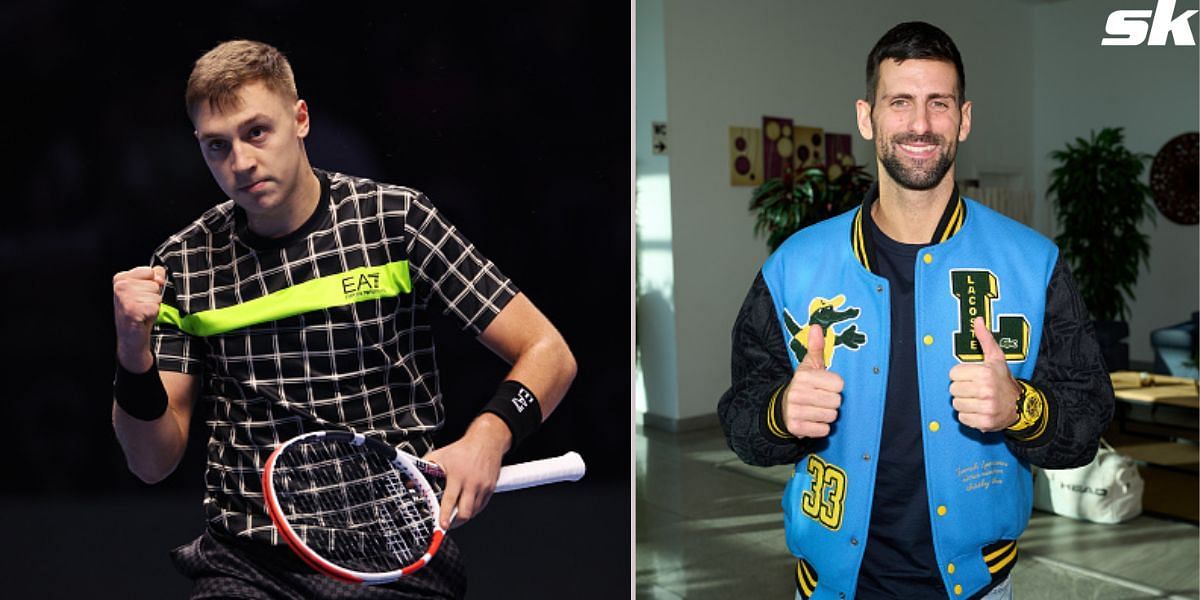 Hamad Medjedovic (L) and Novak Djokovic (R)