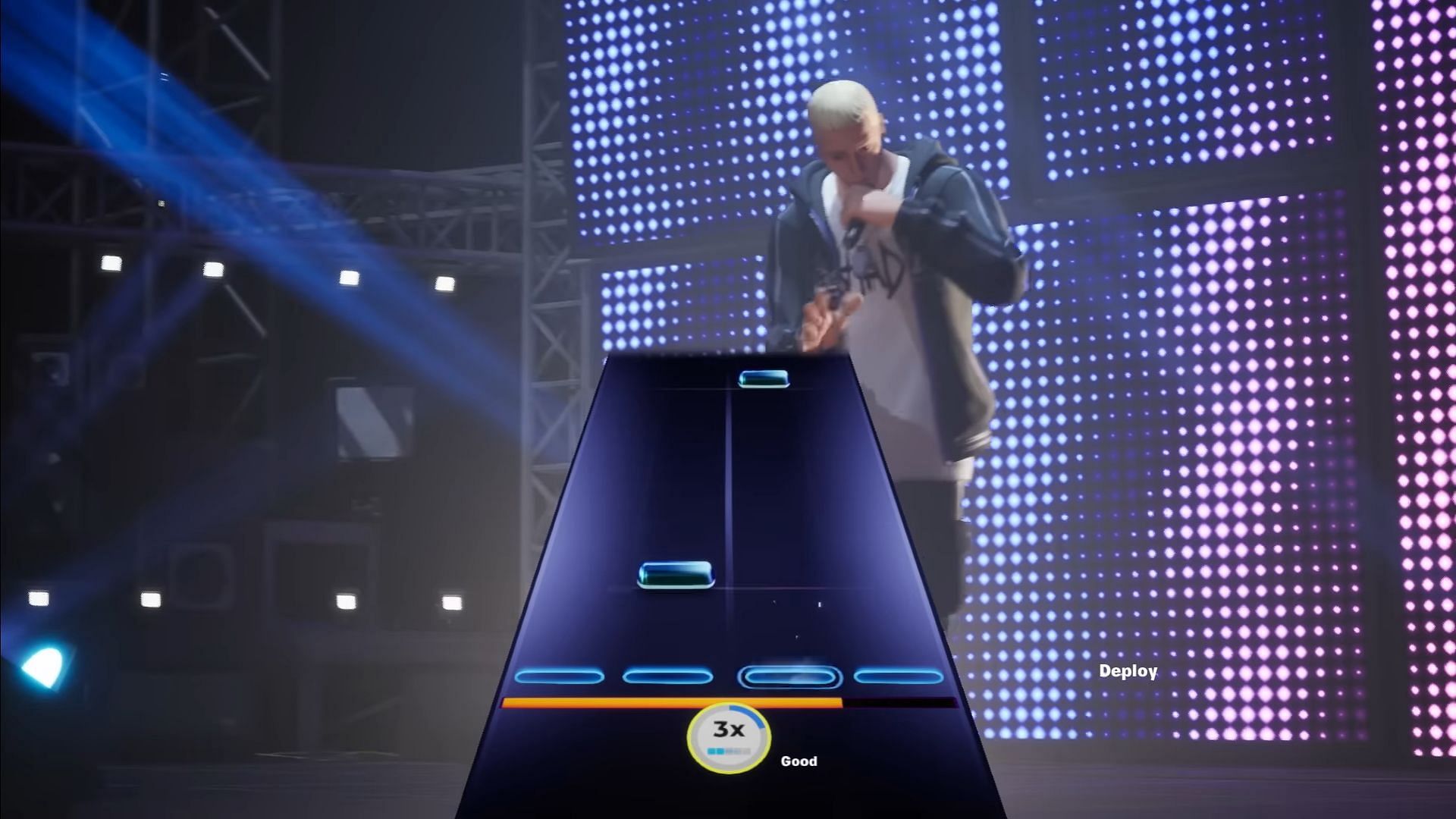 Guitar Hero-esque section during Eminem&#039;s Lose Yourself in Big Bang (Image via Fornite)