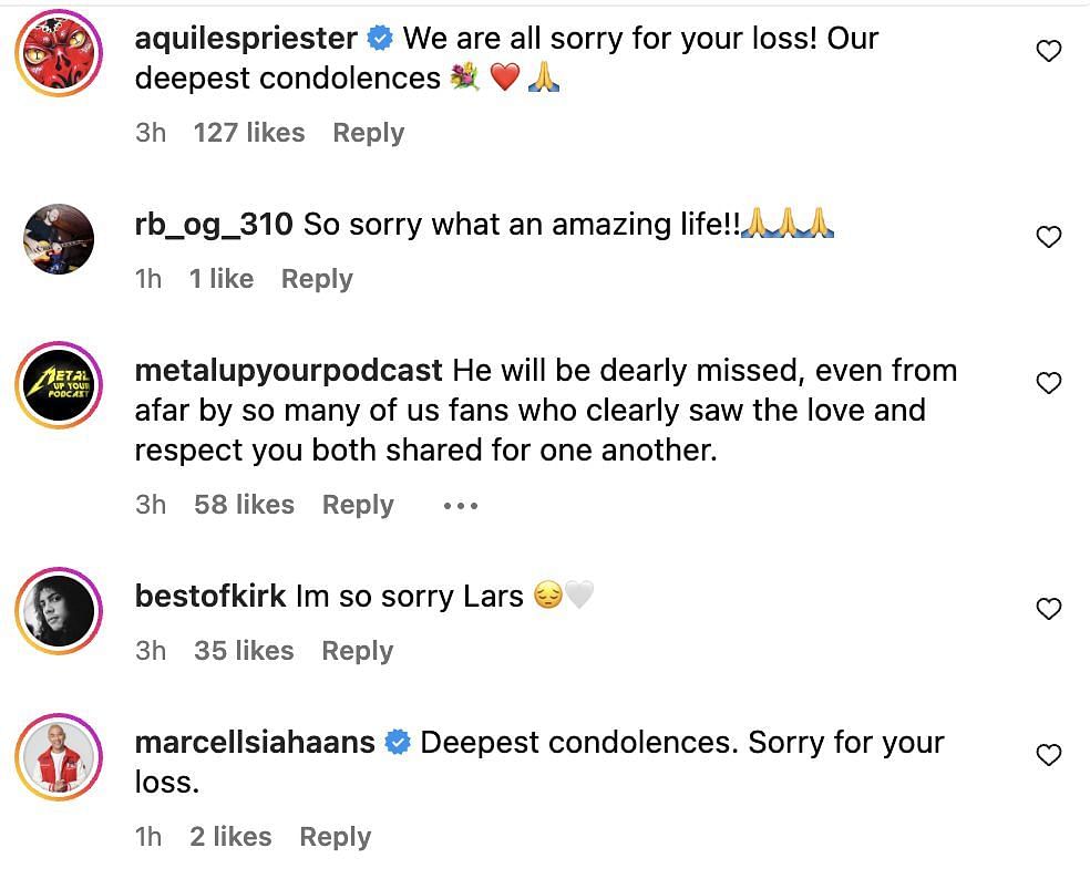 Social media users mourn the passing away of Metallica drummer, Lars Ulrich&#039;s father (Image via Instagram)