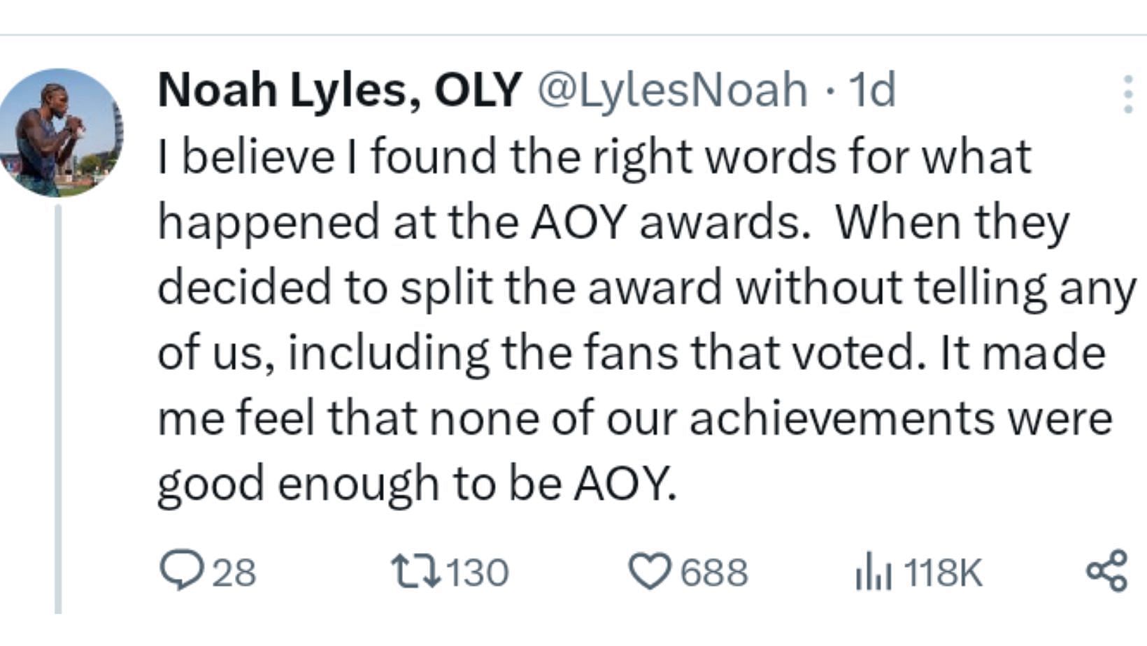 Noah Lyles via X (formerly Twitter)