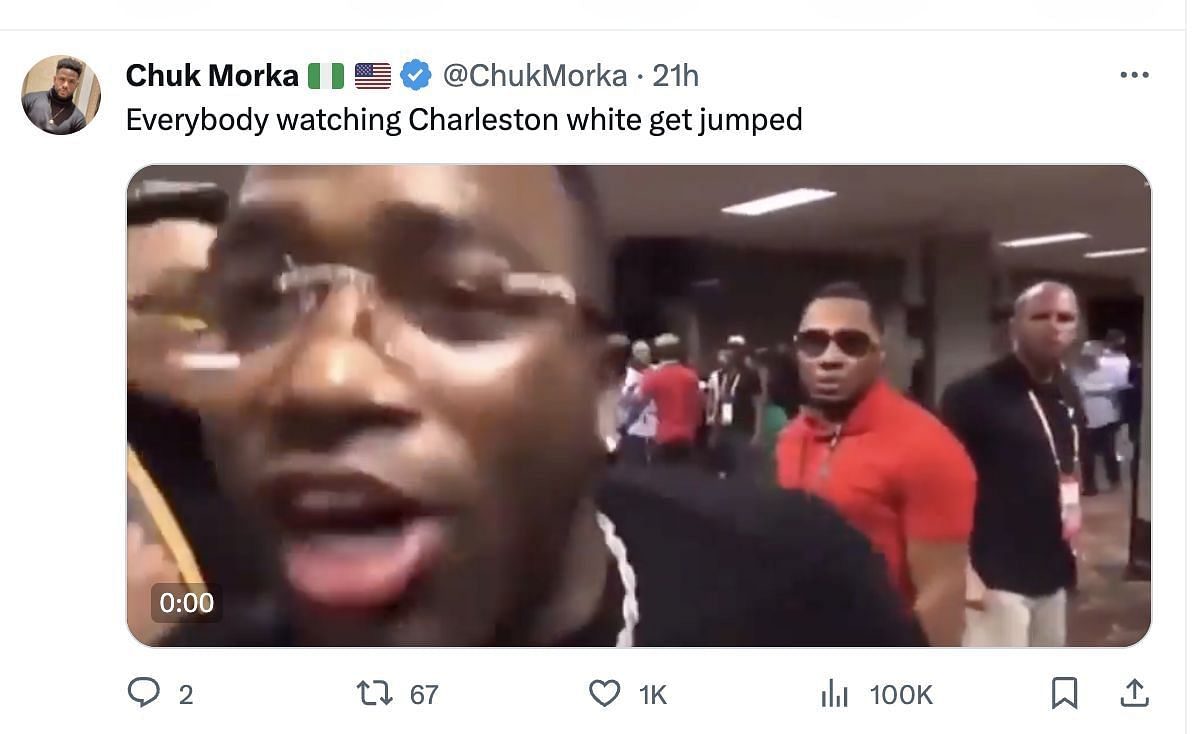 Social media users reacted to the altercation video as the comedian threw a flower pot at the audience member. (Image via Twitter)
